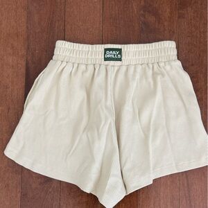 Daily Drills Ivory Ribbed Lounge Shorts